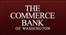 White text on a dark red background reads “The Commerce Bank of Washington.”.
