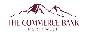 White text on a dark red background reads “The Commerce Bank of Washington.”.